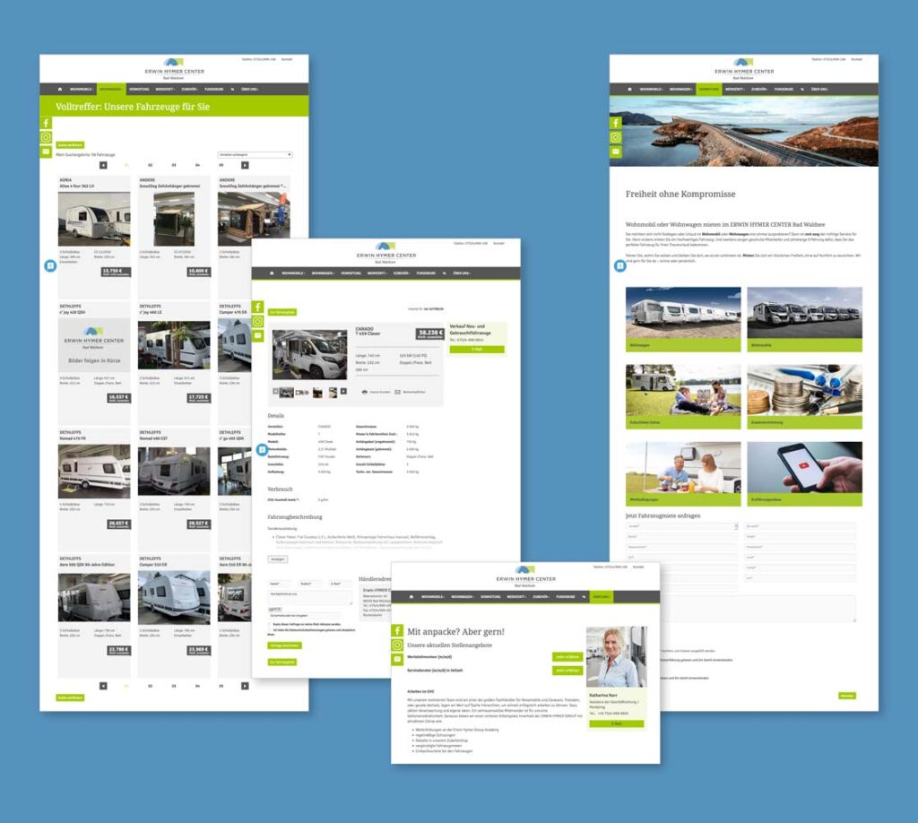 Erwin Hymer Center - webdesign different pages