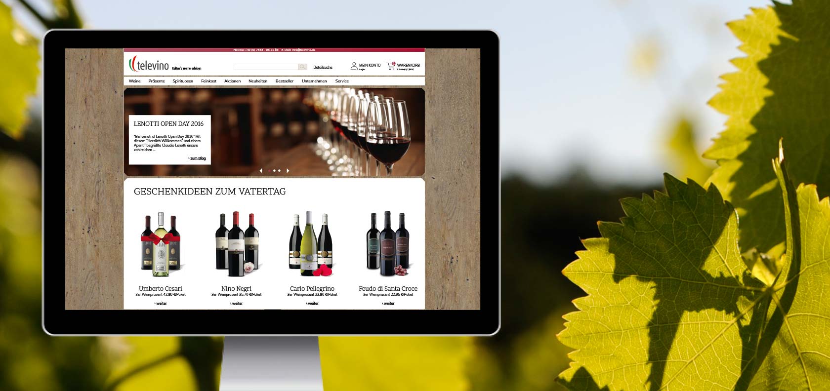 televino digital commerce webdesign - start page